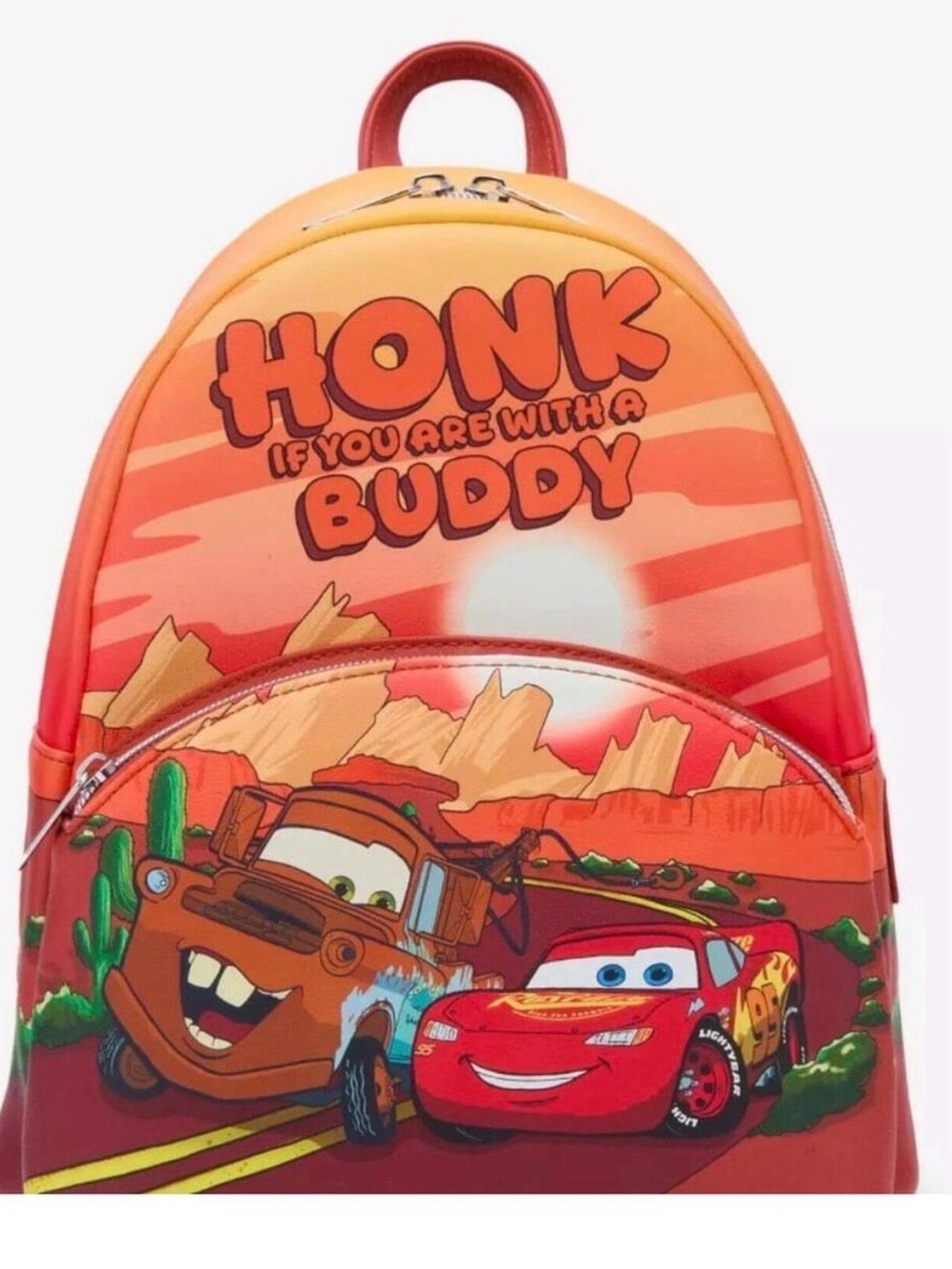 NEW Loungefly Disney Pixar CARS Tow Mater Lightning McQueen HONK Buddy Backpack